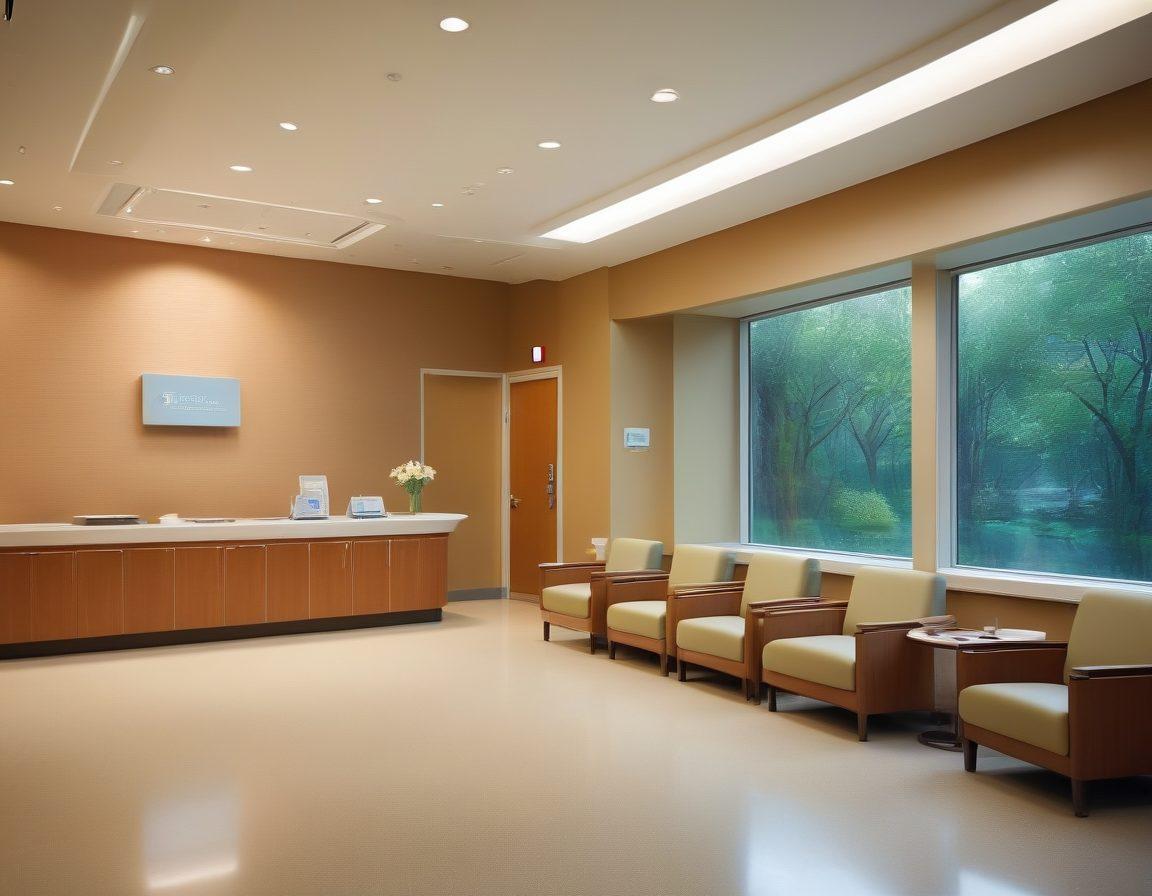 A serene hospital environment showcasing a diverse group of healthcare professionals attentively assisting patients undergoing kidney dialysis, with an emphasis on compassion and respect. Include elements that symbolize dignity, such as soft lighting and comforting decor, while patients demonstrate varied emotional expressions. The background is a tranquil water scene, signifying navigation and support in healthcare. super-realistic. warm colors. calming atmosphere.
